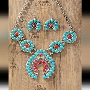 New Gorgeous southwest turquoise squash Blossom statement Necklace an…